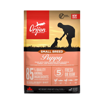 ORIJEN Small Breed Puppy tørfoder til hvalpe af små racer, 4,5 kg pose set forfra