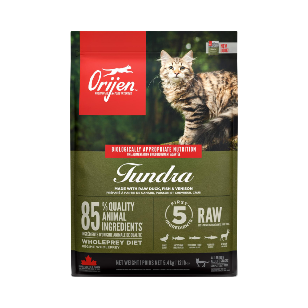 ORIJEN Tundra tørfoder til katte, 5,4 kg pose set forfra