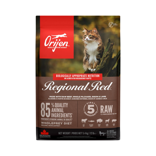 ORIJEN Regional Red tørfoder til katte, 5,4 kg pose set forfra