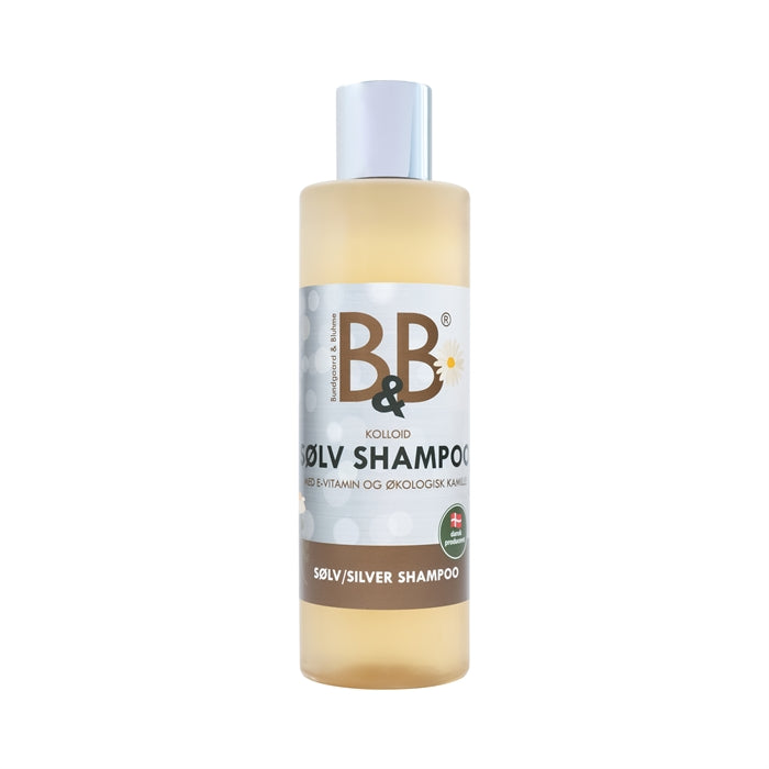 B&B Økologisk Sølvshampoo til hund og kat, 250 ml flaske set forfra