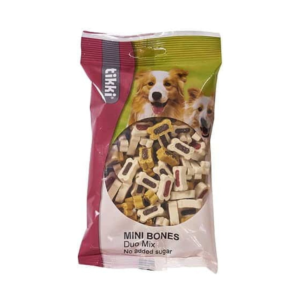Tikki Miniben duomix bløde godbidder til hund, 200 g pose set forfra