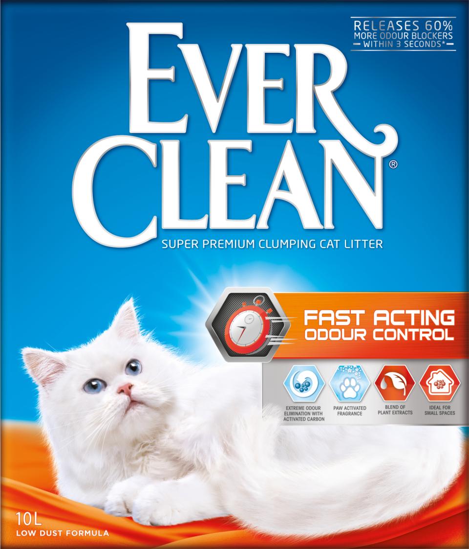 Ever Clean Fast Acting klumpende kattegrus med aktivt kul og planteekstrakter, 10 liter pose set forfra