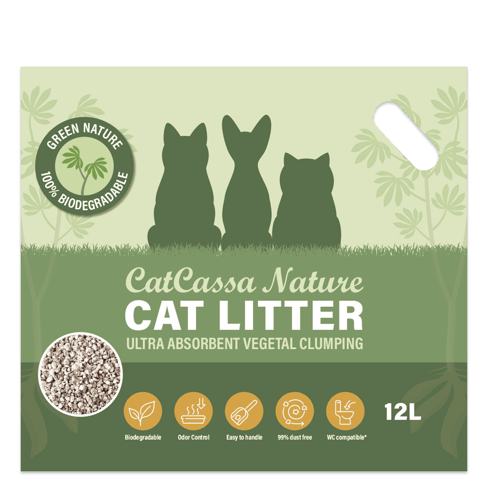 CatCassa Nature kattegrus med duft af grøn te, 12 liter, produktbillede