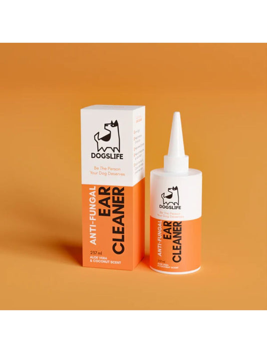 Dogslife Ørerens (Ear Cleaner) 237 ml til hunde med aloe vera og kokos, flaske set forfra
