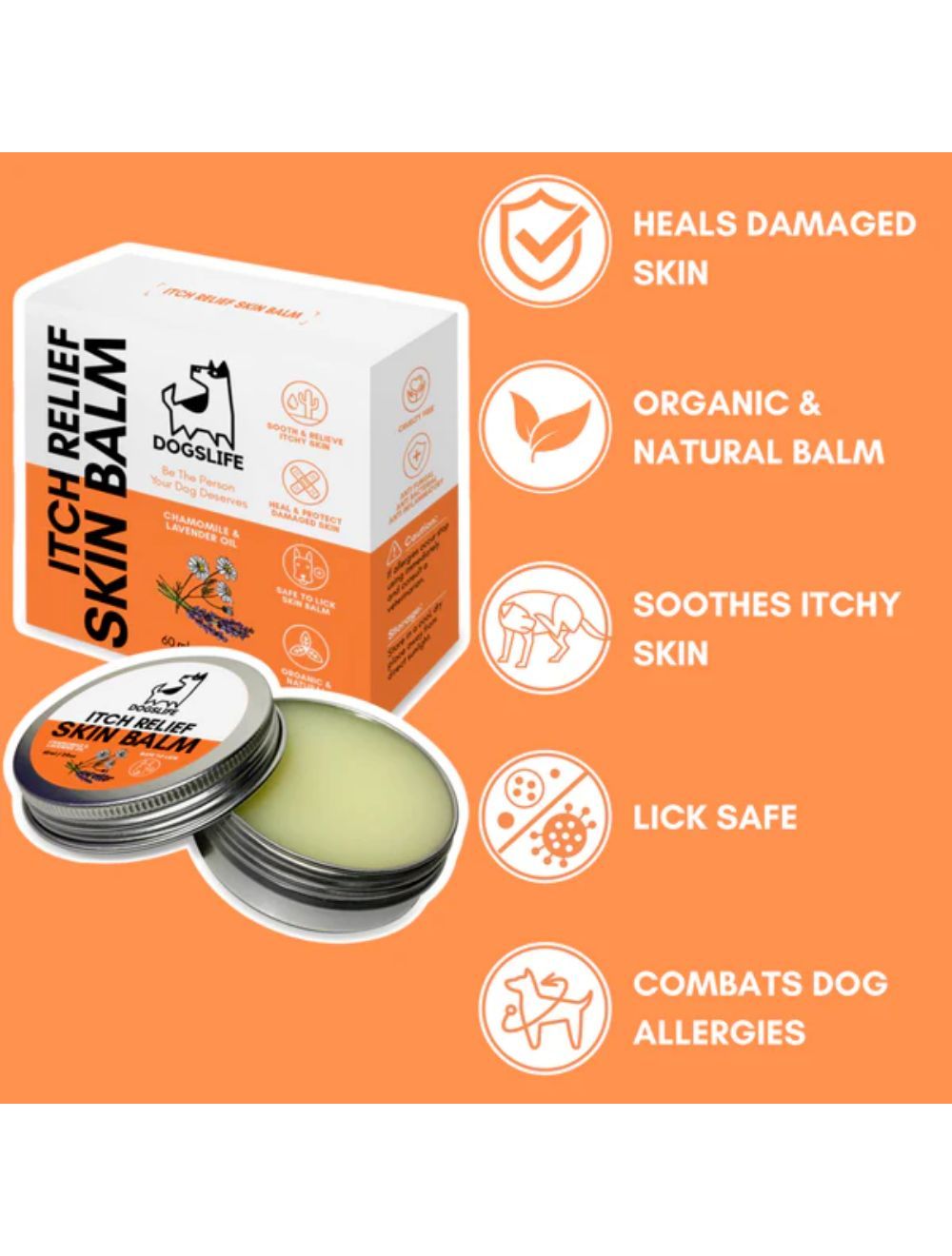 Dogslife Kløestillende creme 60 ml, Itch Relief Skin Balm til hund