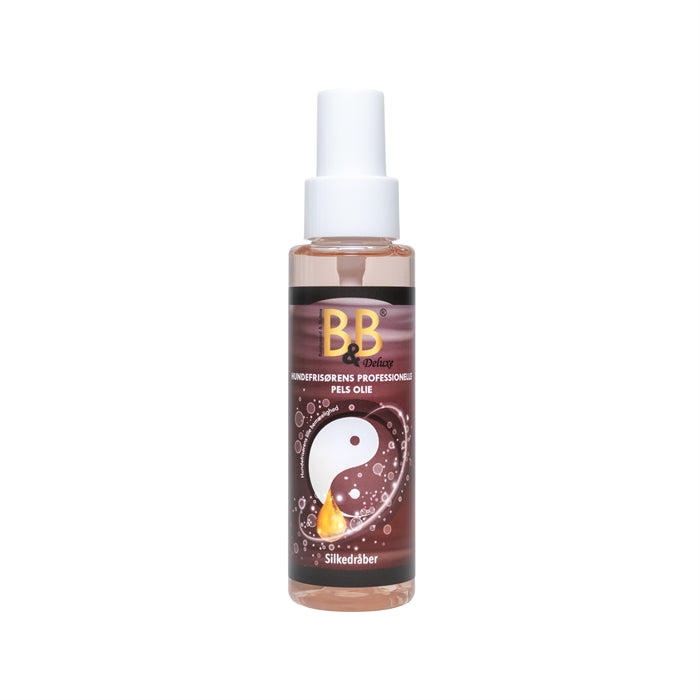 B&B DeLuxe Professionel Pelsolie Silkedråber 100 ml til hundens pels, flaske set forfra