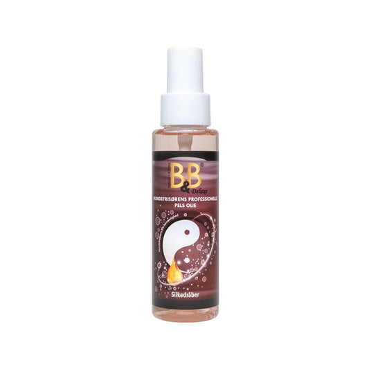 B&B DeLuxe Professionel Pelsolie Silkedråber 100 ml til hundens pels, flaske set forfra