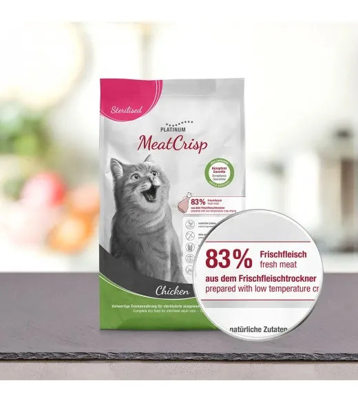PLATINUM MeatCrisp Sterilised Chicken tørfoder til steriliserede katte – billede 3