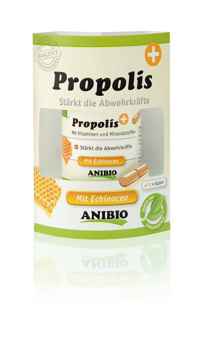 Anibio Propolis kapsler med echinacea til hunde, 60 stk., pakning set forfra