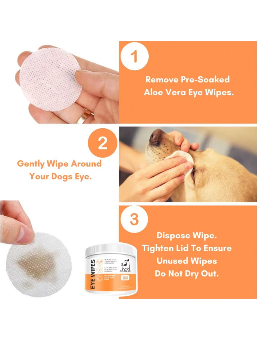 Dogslife Eye Wipes til rensning omkring hundens øjne