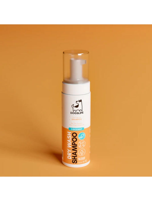 Dogslife Tørshampoo (Drywash Shampoo) 200 ml til hunde, flaske med pumpe set forfra